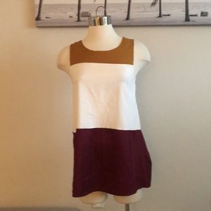 Shaye Blue color blocked tank gold, white and wine